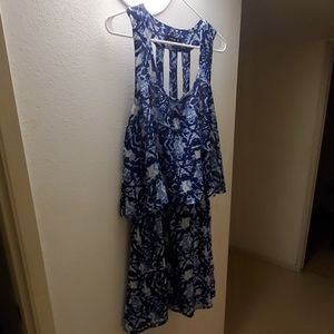 Blue and White Variegated Sleeveless Dress